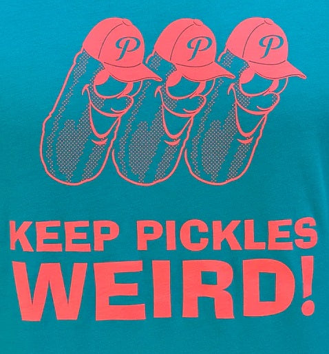 Keep Pickles Weird Teal Youth T-Shirt - Portland Pickles Baseball