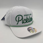 Official League x Portland Pickles Cursive Green on White Structured Nylon Hat