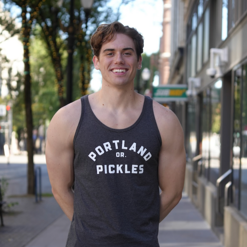 Portland Pickles Arched Logo Heather Grey Tank Top