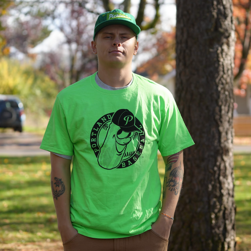 Portland Pickles Lime Green Youth Badge T-Shirt