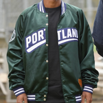 Official League x Portland Pickles Forest Green Satin Bomber Jacket