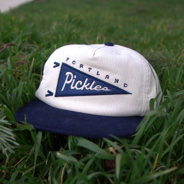 Official League x Portland Pickles Pennant Cream Navy Cord Hat