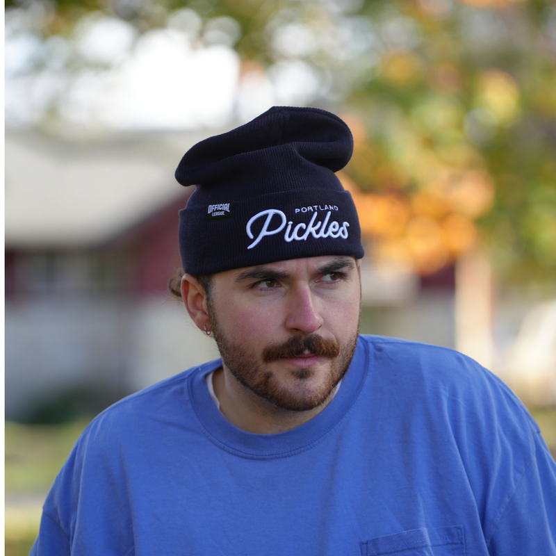 Official League Portland Pickles Script Navy Blue Beanie