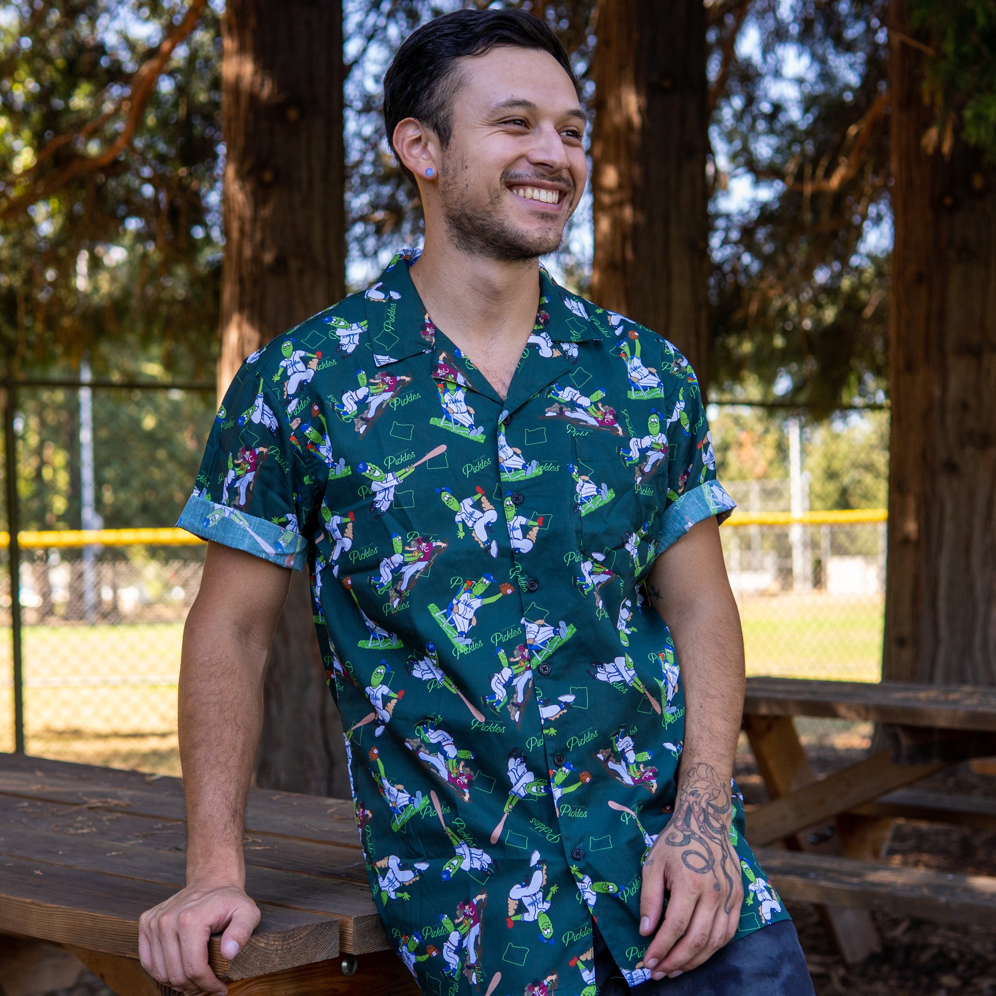 Portland Pickles Baseball Dillon's Hawaiian Shirt S