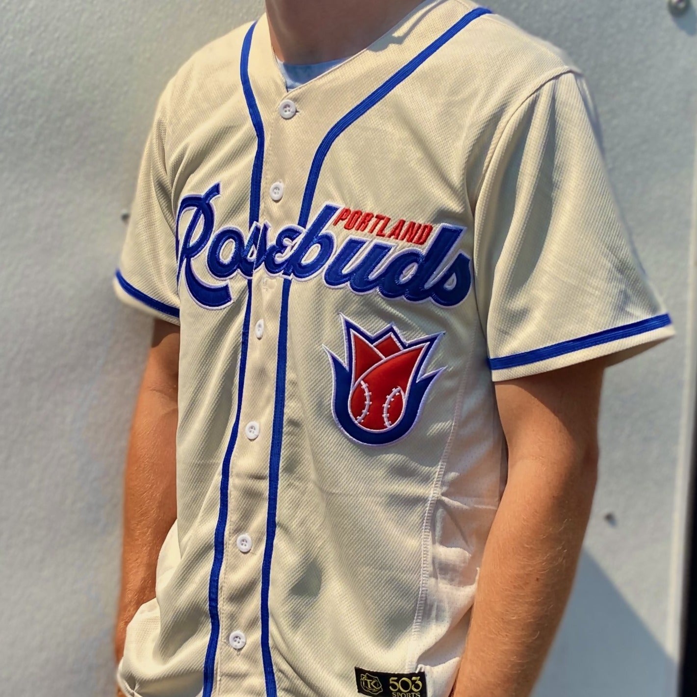 Portland Rosebuds NLB Jersey - Gray - 4XL - Royal Retros