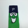 Dillon T. Pickle's Face on a Sock Socks - Portland Pickles Baseball