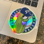 Portland Pickles Holographic Badge Sticker - Portland Pickles Baseball