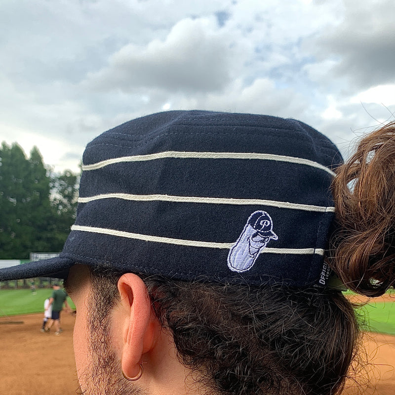 Men's Baseball Hall of Fame Logo Ivory and Royal Blue Pillbox Snapback Adjustable  Cap