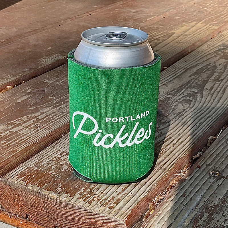 Green Logos Coozie - Portland Pickles Baseball